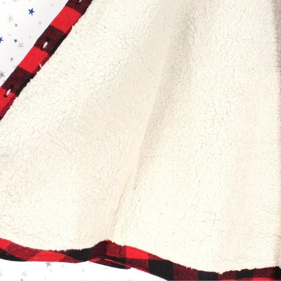 Sherpa Fur Lined Flannel Plaid Button Up Shirt Red Black - Picture 5 of 6